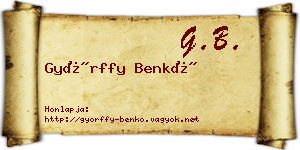 Győrffy Benkő névjegykártya